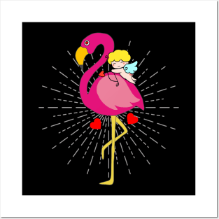 Cupid Flamingo Posters and Art